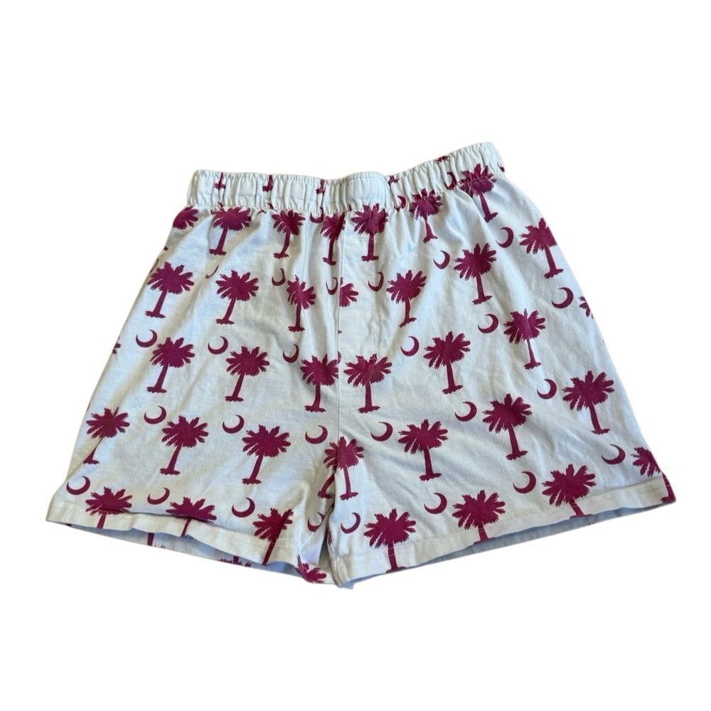 Women's 100% Cotton Pink/ White Palmetto Tree Moon Print Sofie Shorts Size Small